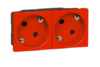 Розетка электрическая с заземляющим контактом двойная под углом 45гр (красный)
